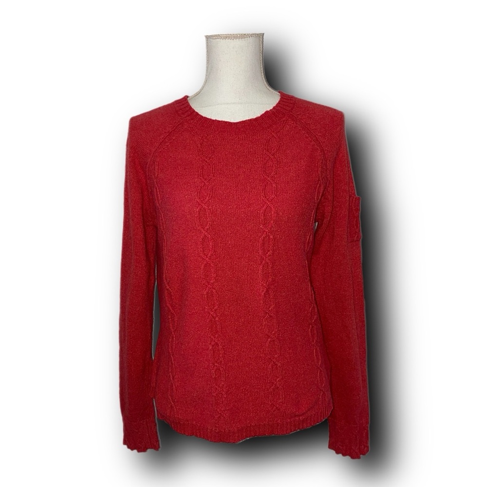 Columbia Burnt Sienna Angora Blend Cable Knit Sweater Gorpcore Fall Vibes